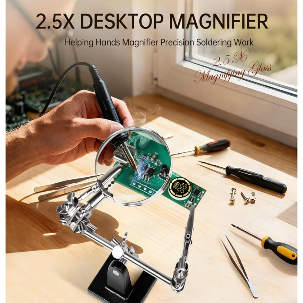 🔥5 FOR $25🔥 AORAEM Helping Hands Magnifier with Dual Adjustable Alligator Clips - Picture 6 of 13